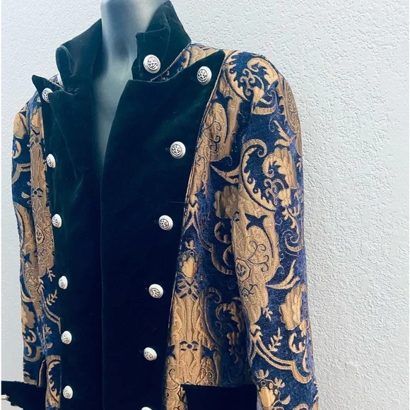 Shrine Hollywood Brocade Velvet Victorian Steampunk Goth Coat
